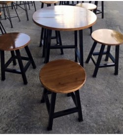 Bộ bàn ghế cafe gỗ sắt BQ1003