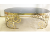 Image of Bàn Sofa mặt kính chân mạ vàng cao 45cm