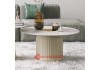 Image of Bàn trà, bàn sofa mặt đá khung sắt bọc da viền inox mạ vàng BM16