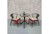 Image of Bộ bàn ghế cafe bàn gỗ cao su chân sắt ghế sắt nệm simili 248